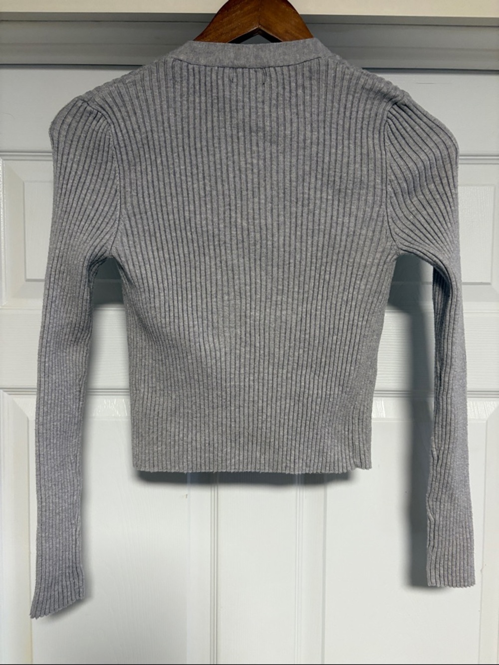 Ambiance Light Gray Ribbed Button-Front Cardigan - Picture 2 of 2